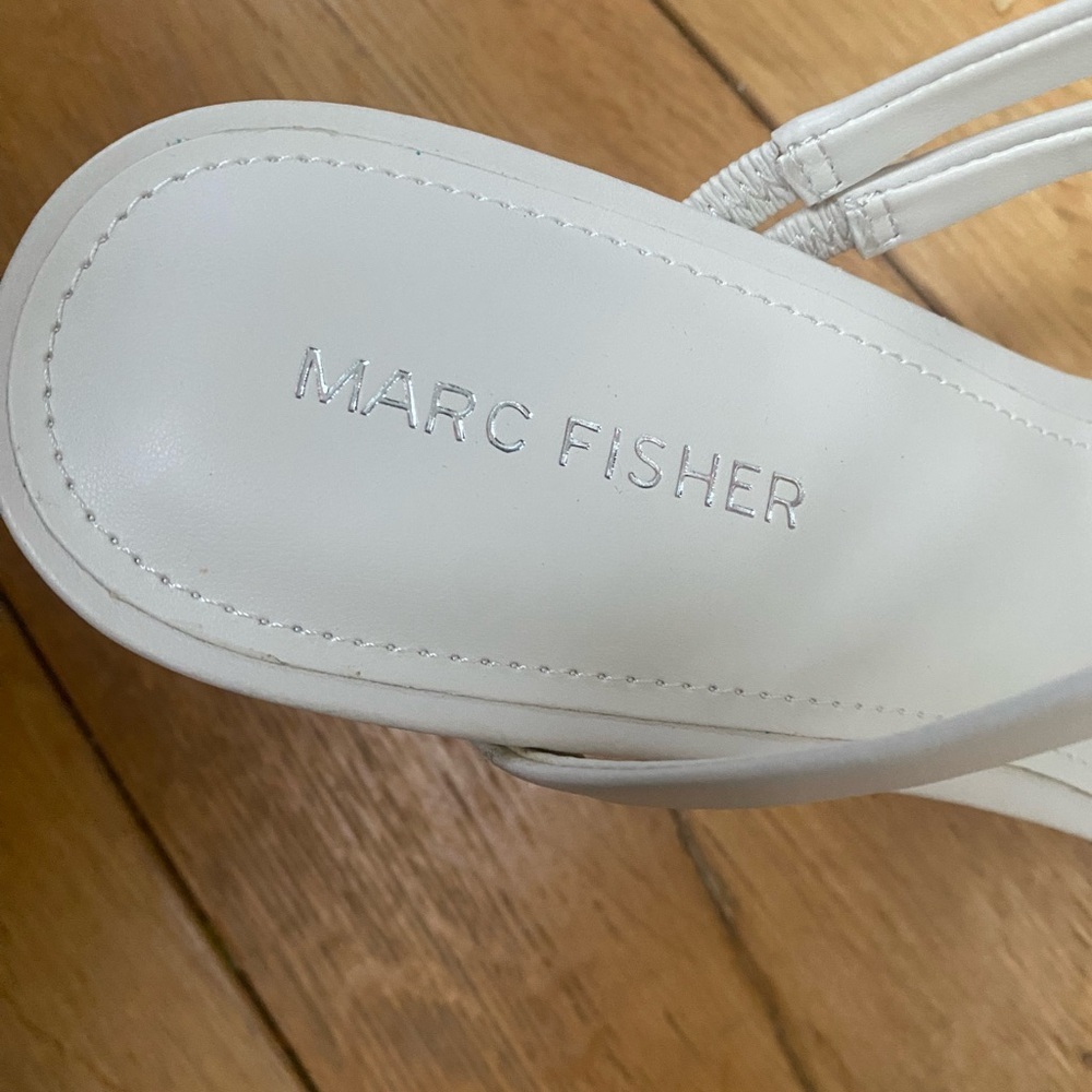 Marc Fisher Ivory White Strappy slide in heels​ - Picture 4 of 9